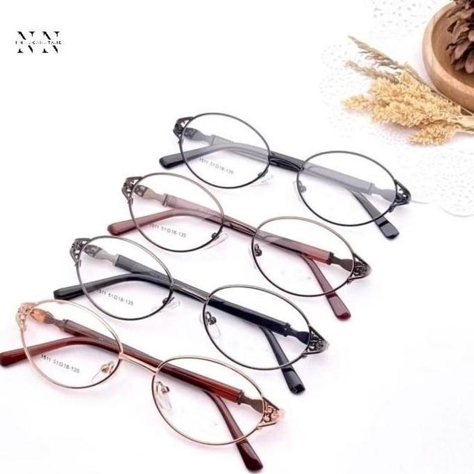 frame kacamata oval kecil dewasa bahan titanium