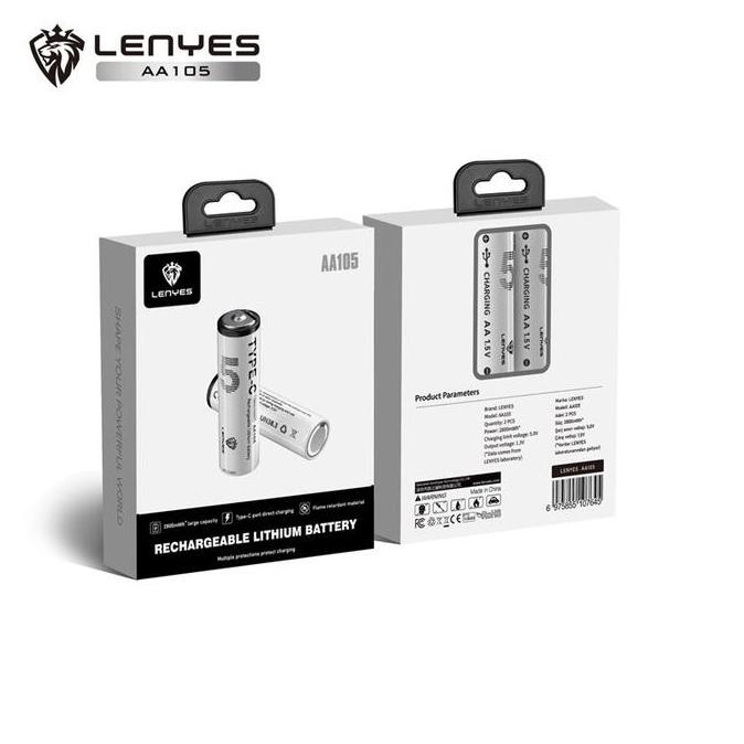SALE BATERAI LENYES AA105 1.5V LITHIUM RECHARGEABLE BATTERY 2800MWH AA CAS