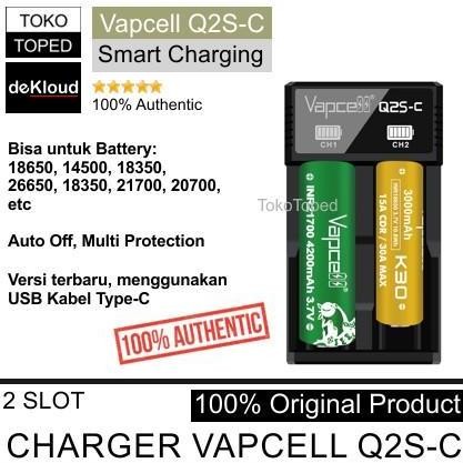 SALE CHARGER VAPCELL Q2S-C ORIGINAL | CHARGER 18650 21700 RECHARGEABLE