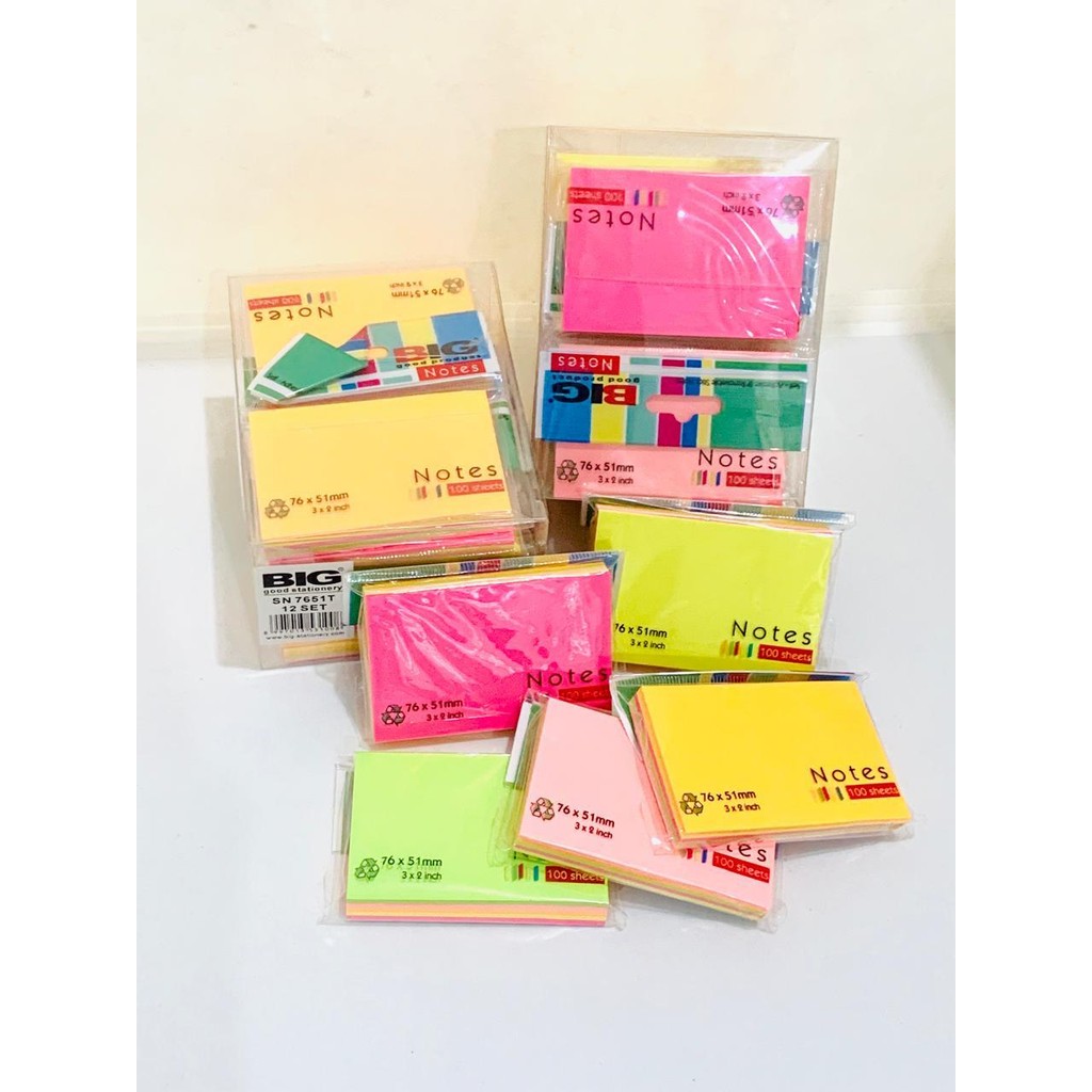 

MEMO STICK NOTE STICKY NOTES NEON V-TEC 7651 3X2 INCH