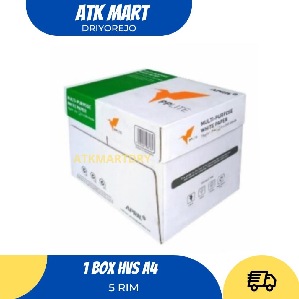 

KERTAS HVS A4 70 GRAM 1 BOX ISI 5 RIM SIDU AONE MAXI BRITE PP LITE BMO PAPER FOTOCOPY 75 GSM KARTON
