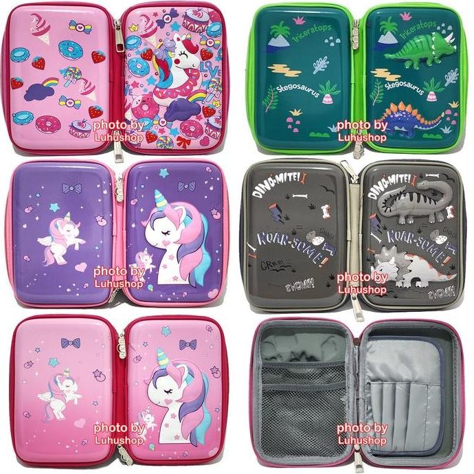 

Baru Pencil Case Hardcase Karakter Unicorn Dino T-Rex Superhero Anak Cowok Cewek