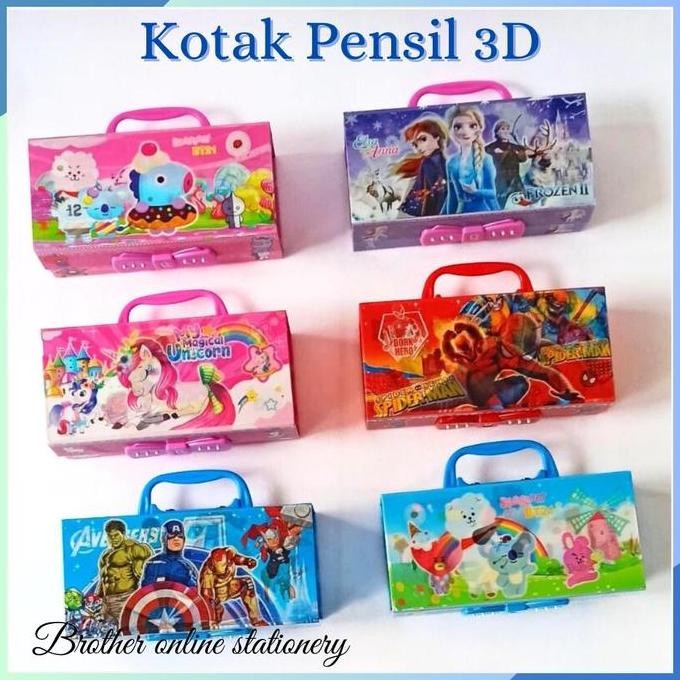 

Baru Kotak Pensil 3D Karton + Kunci Pin Bos / Tempat Pensil Anak Unik Locker