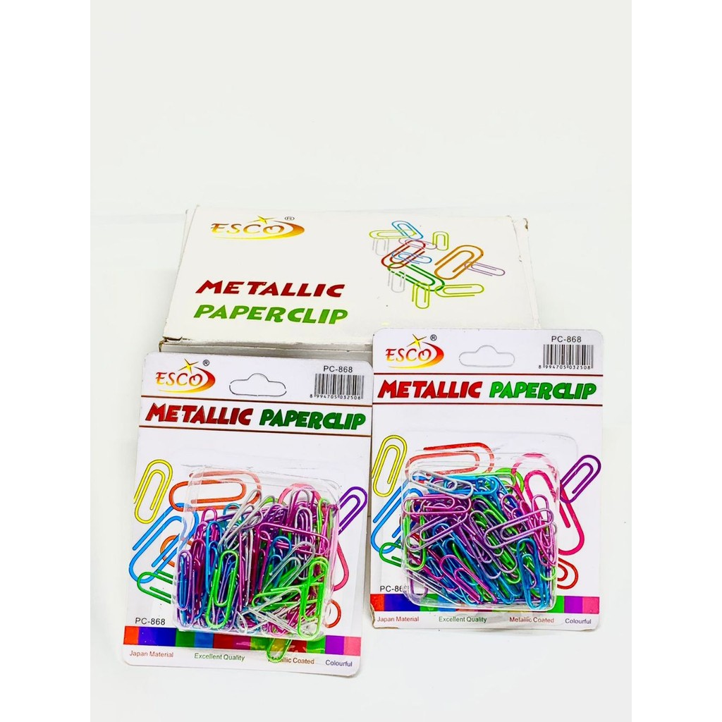 

Paper Clip Esco Isi 70 Pcs / Penjepit Kertas / Klip Kertas Metalic Warna Warni