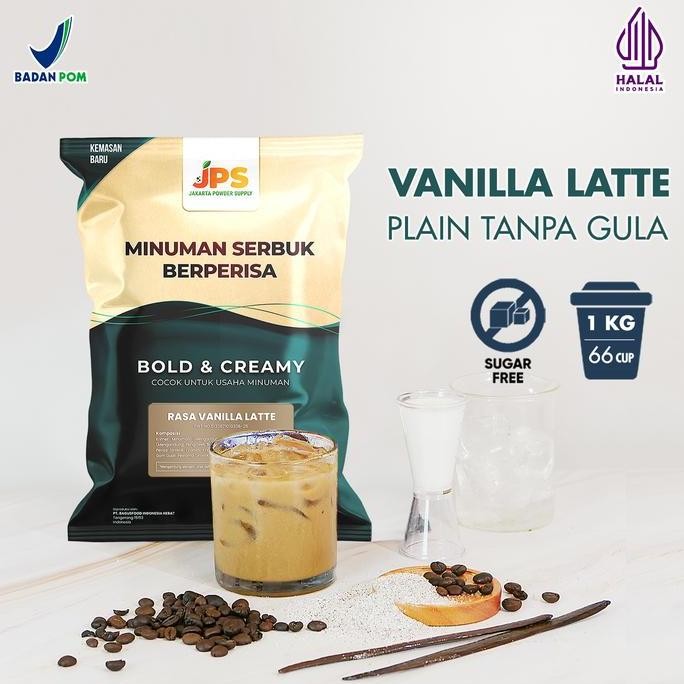 

baru bubuk minuman vanilla latte plain jps 1kg - powder drink tanpa gula premium