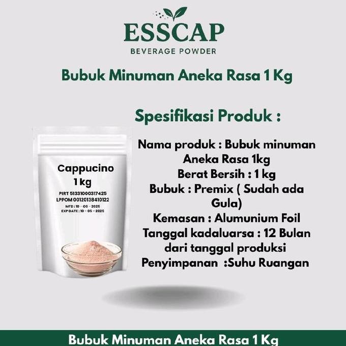 

baru esscap bubuk minuman 1kg aneka rasa - serbuk minuman instan varian lengkap