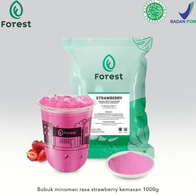 

baru forest bubuk minuman strawberry 1kg - strawberry powder drink untuk ice blend