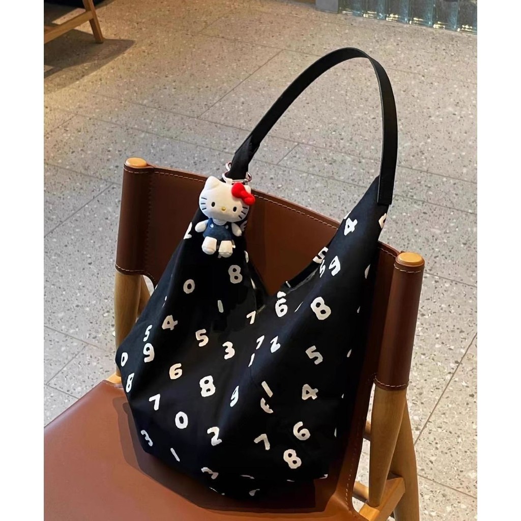 Tas Wanita Gaya Jepang Cetak Digital Tas Tote Versi Korea Kapasitas Besar Komuter Gaya Jepang dan Ko