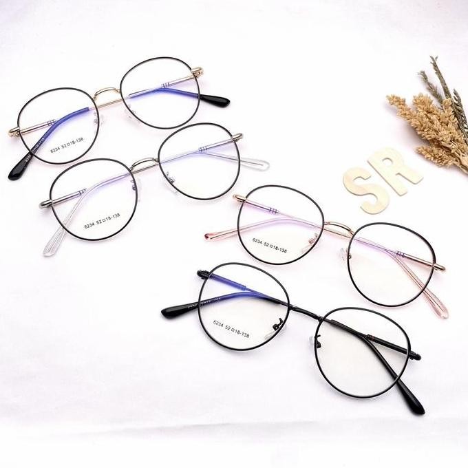 freme kacamata bentuk oval bahan besi pria wanita