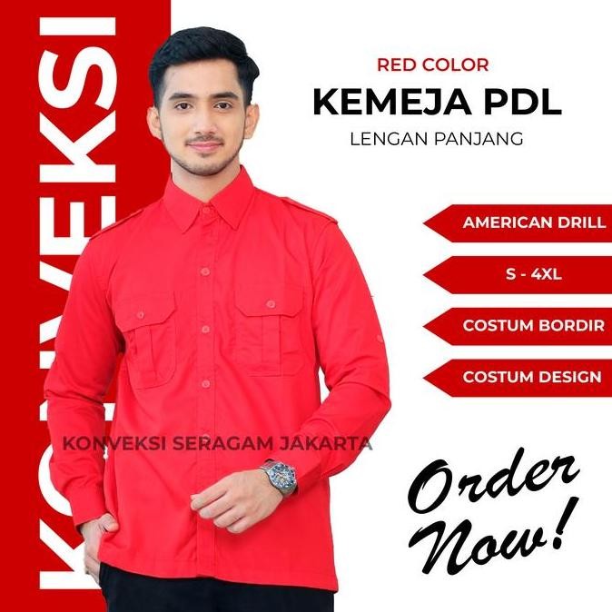 Pdl Baju Kemeja Seragam Kerja Pakaian Dinas Lapangan Merah Bisa Bordir