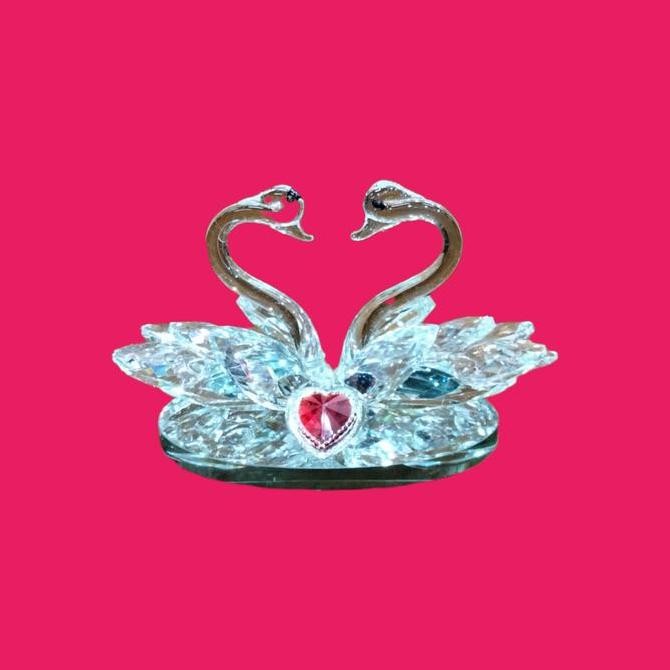 Pajangan Sepasang Angsa Kristal MS