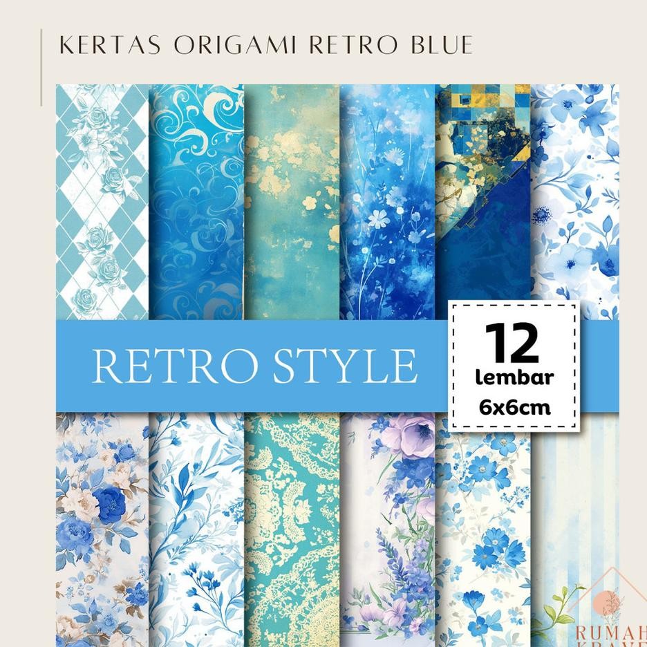 

Rumah Krave 12Pcs Kertas Gami Retro Blue U