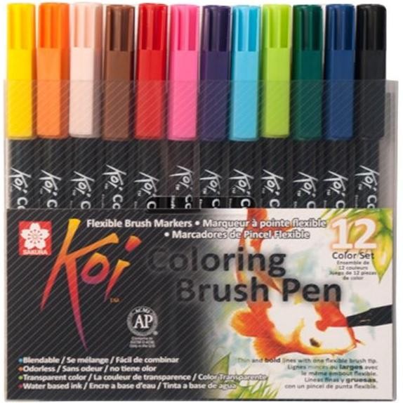 

Sakura Koi Coloring Brush Pen - 12 Color Set / Coloring Brush isi 12