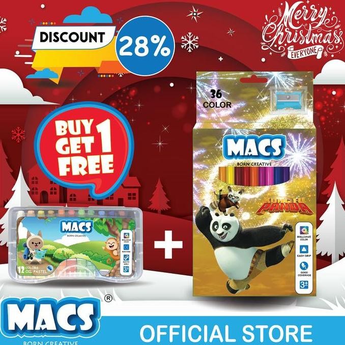 

NEW Macs Holiday Bundle Kung Fu Panda 36 Color Pensil+12 Warna Oil Pastel Crayon