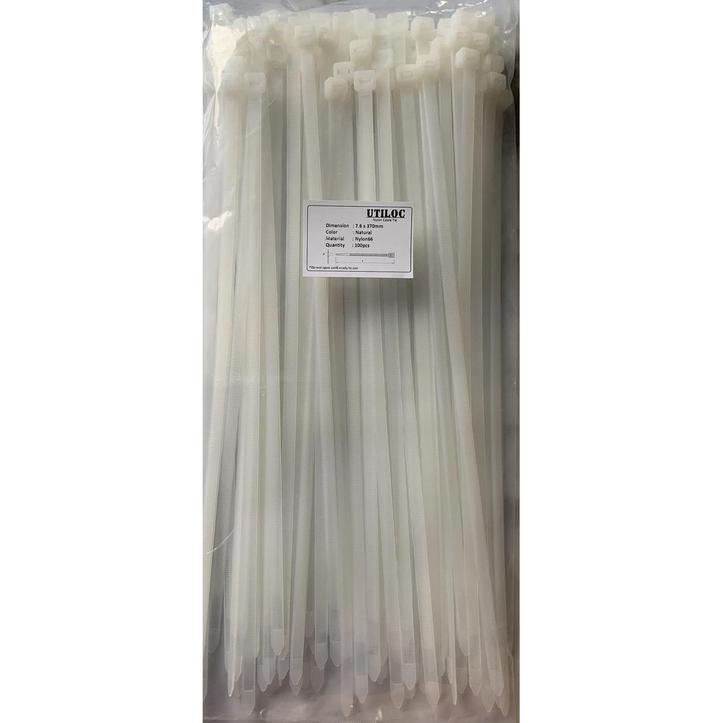 

New Kabel ties 37cm (370 x 7.6mm) isi 100pcs. Natural / Black. Murah!