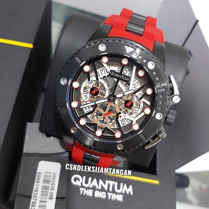 Baru JAM TANGAN PRIA QUANTUM HUNTER HNG535.658 BLACK RED ORIGINAL