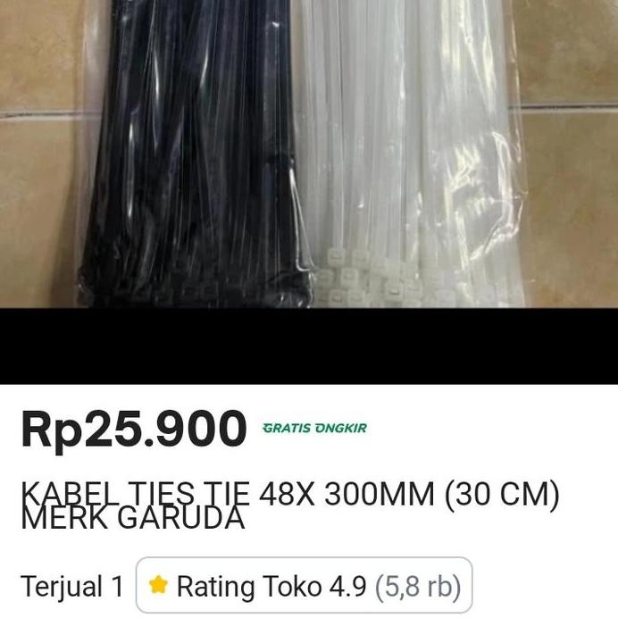

New KABEL TIES CABLE 3.6X200MM (20CM) MERK GARUDA