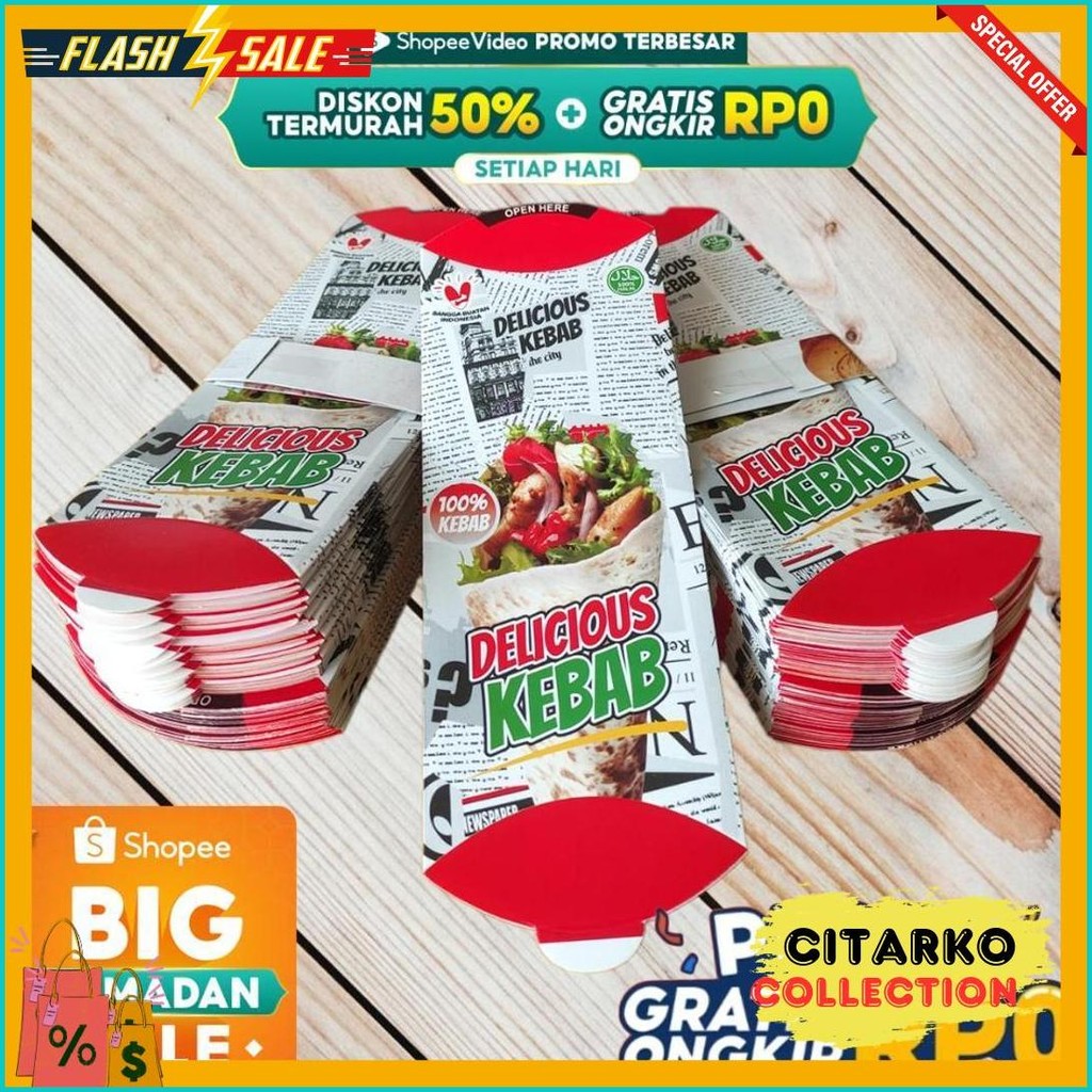 

[Hemat 1Kg] Kemasan Kebab Grosir | Kardus Kebab Murah Diskon Setengah Harga