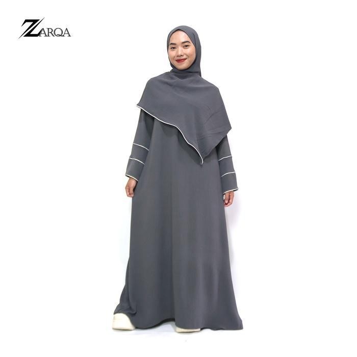 Zarqa - Arsyila Abaya Set Hijab | Baju Muslimah Remaja Maxi Putih Umroh Busui Wanita Gamis Syari
