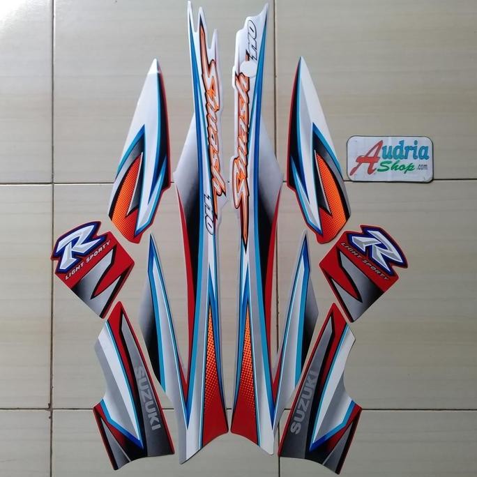 BEST STIKER STRIPING MOTOR SUZUKI SMASH 110 R 2005 SILVER-MERAH