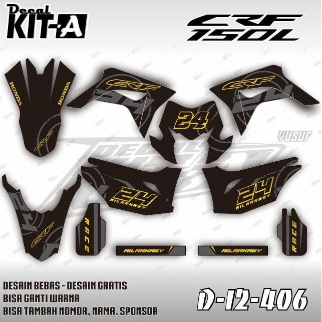 Decal Crf hitam abu oren Cutting Hologram