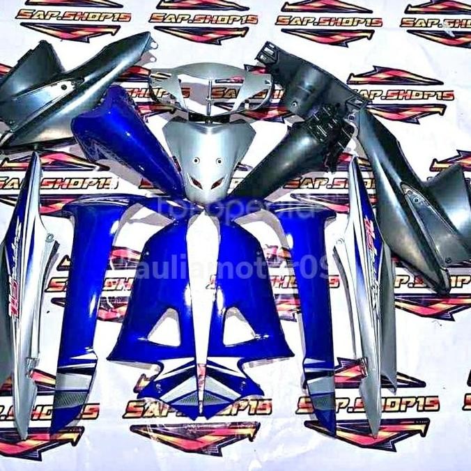 FUL SET COVER BODY HALUS DAN KASAR LENGKAP SUPRA FIT NEW BIRU SILVER