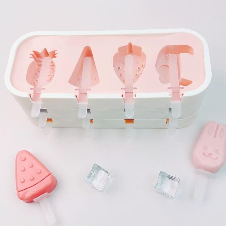 CETAKAN ICE CREAM PUDDING COKELAT ES SERBAGUNA SILIKON FOOD GRADE BENTUK HEWAN BUAH LUCU