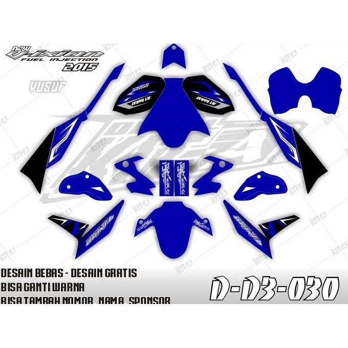 Decal Stiker Yamaha New Vixion Advance MOTIF Gradasi Hitam Biru D-D3-033