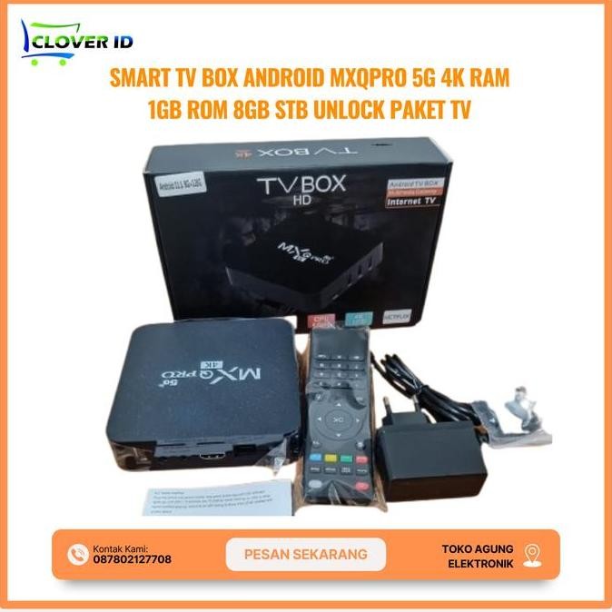 Smart TV Box Android MXQPRO 5G 4K Ram 1GB Rom 8GB STB Unlock Paket TV