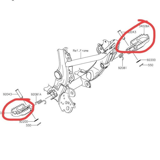 FOOTSTEP BESI INJEKAN FOOT STEP DEPAN KLX 230R KLX230R SEPASANG ORI
