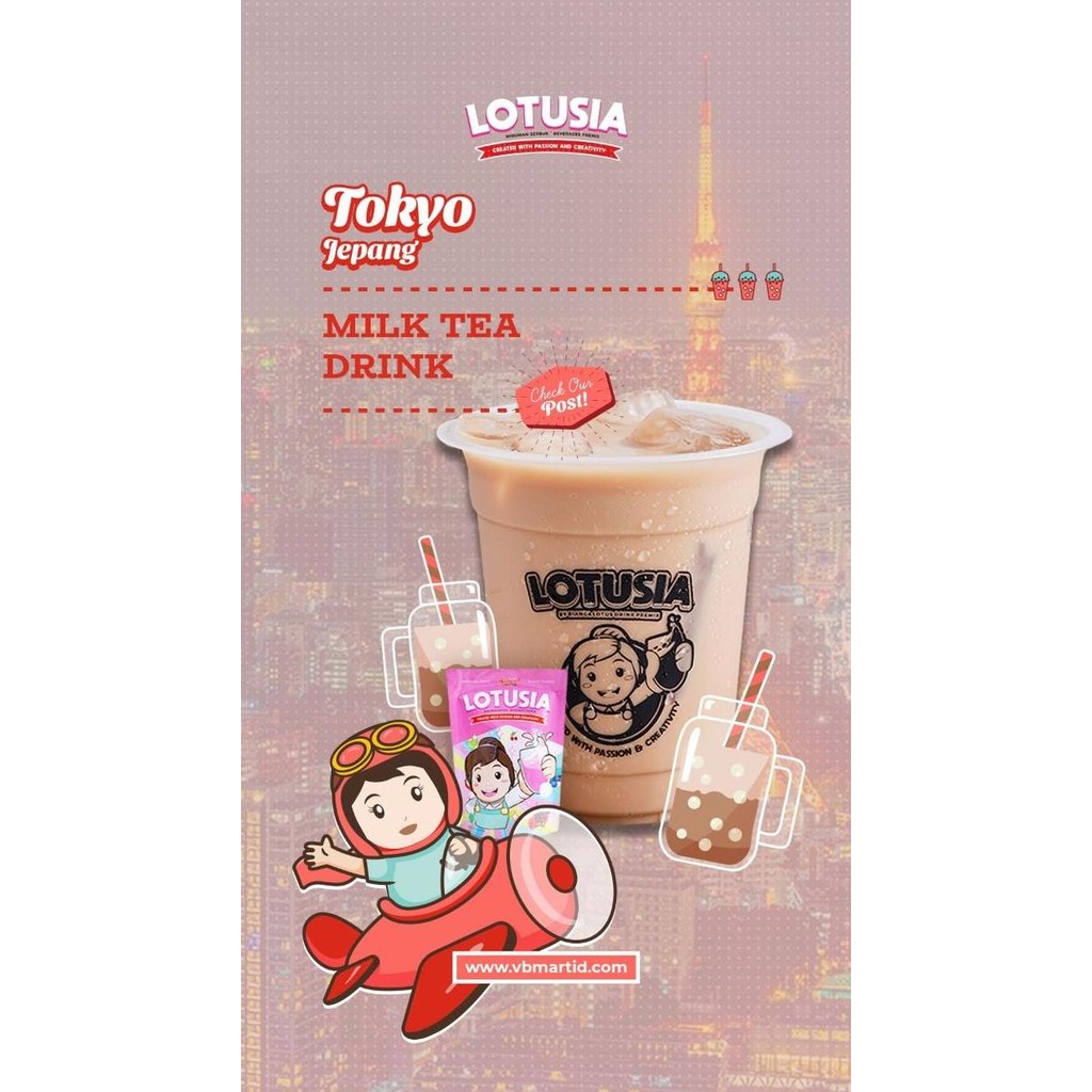 

1 Kg Lotusia Royale Milk Tea Drink Premix - Minuman Rasa Milk Tea Jpn