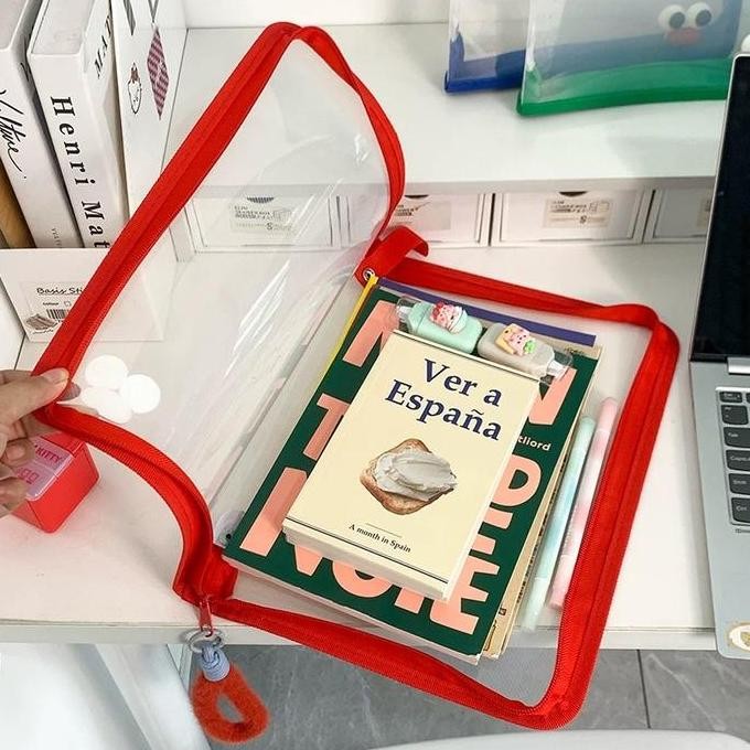 

Original 99KHOME Transparent Document Bag A4 Map Plastik Bening Zipper Snap Tempat Dokumen Sekolah Kantor