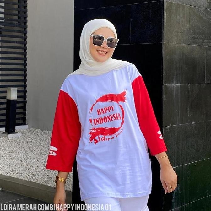 (Expert) Baju kaos Merah Putih agustusan Wanita 7 8 Oversized Edisi kemerdekaan Terbaru Aldira Baju 