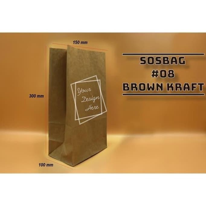 

tersedia paper bag kode 08 brown kraft - kantong kertas roti kentang 100pcs ramah lingkungan