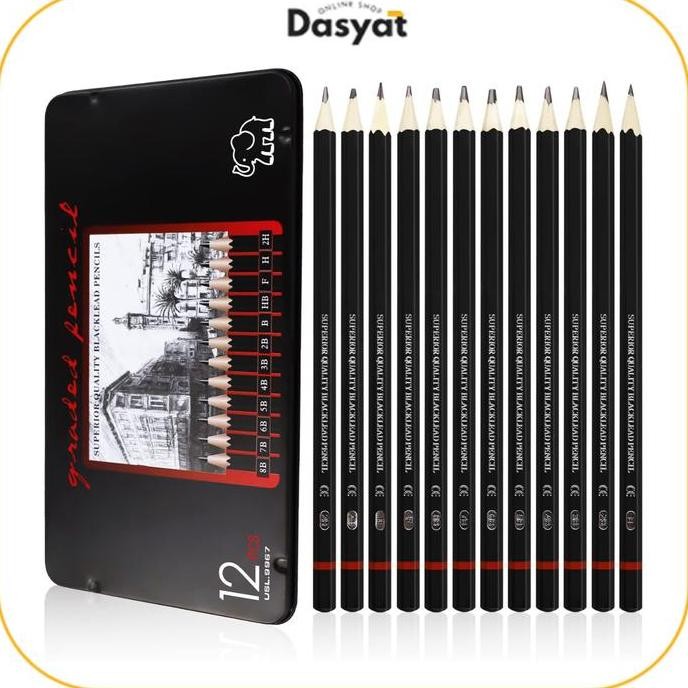 

Dos - Pensil Sketsa Perlengkapan Melukis Set Lengkap 2H H F B Hb 2B 3B 4B 5B 6B 7B 8B