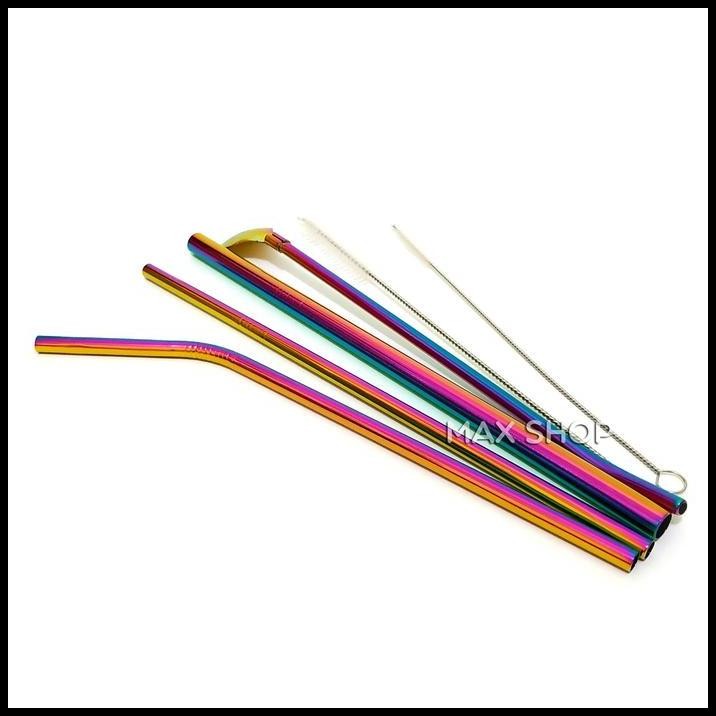 Sedotan Set Rainbow Stainless - Peralatan Makan & Minum Straw Set