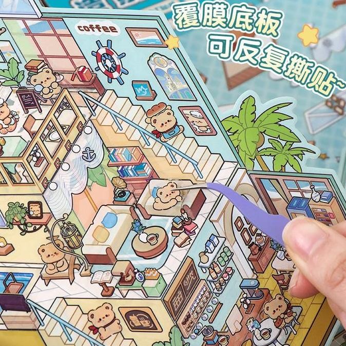 

New Sticker Diy Korea 3D Satisfying Decoration Landscaping Cute Cafe Capybara