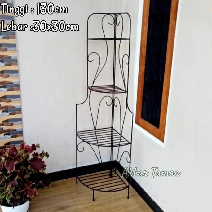 Sr Rak Standing Pot Bunga Besi Sudut Ruangan / Rak Sudut Multifungsi