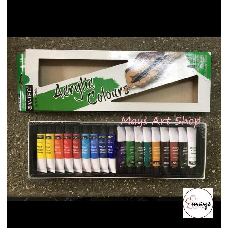 

V-Tec Acrylic Colour Set 818 18 X 12Ml / Cat Akrilik 18 Warna 12Ml