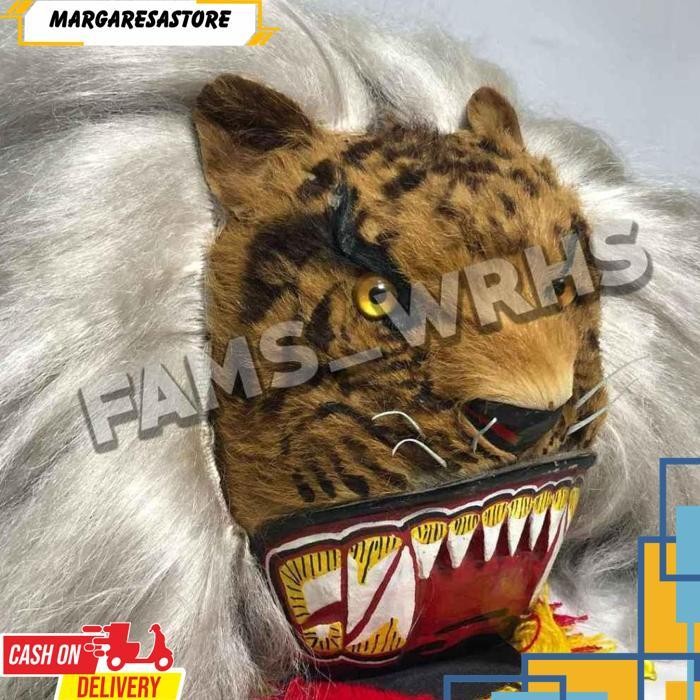 Fams Wrhs Topeng Macan Reog Ponorogo Bahan Kulit Asli Variasi Macan Coklat Jaranan