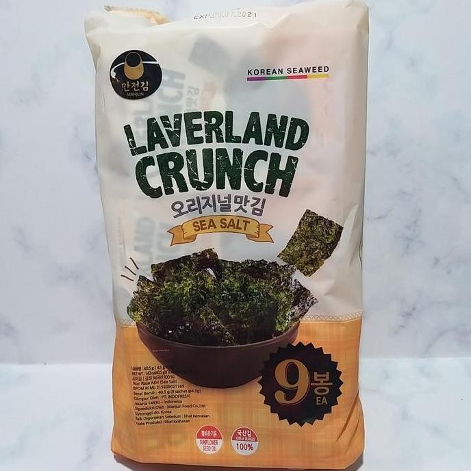 

JB MANJUN Laverland Crunch Sea Salt Korean Seaweed isi 9 pack (40.5gr) None