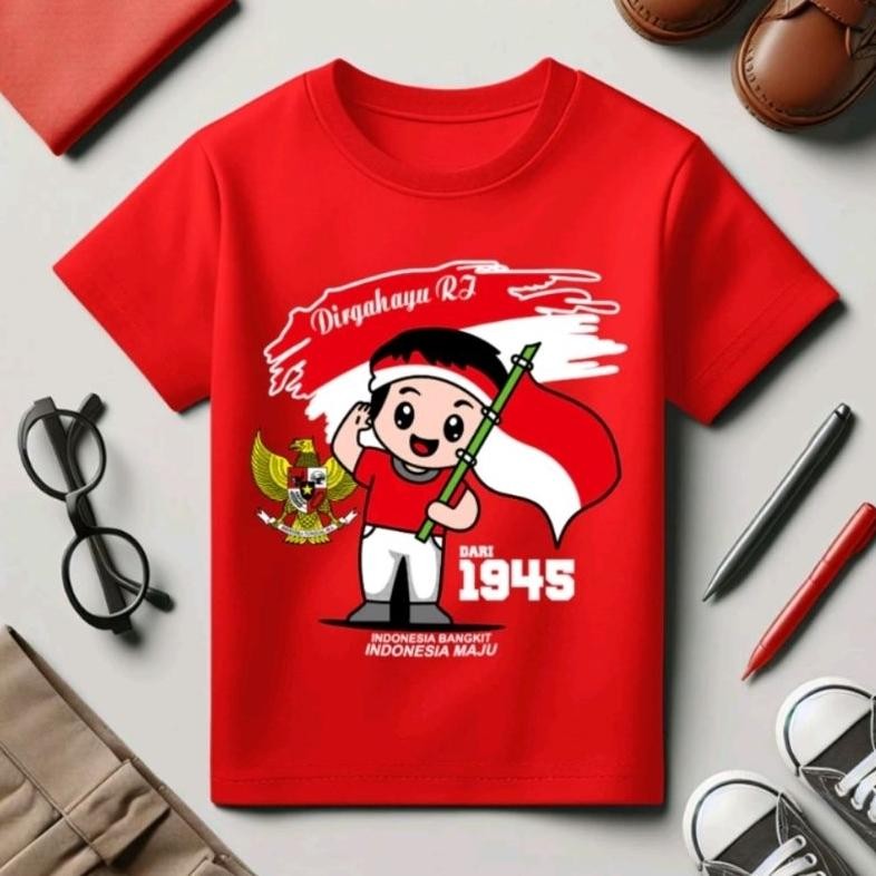 Ed-76 Baju 17 Agustus 2025 Kaos Anak Merdeka 17 Agustus 2025 2-16Tahun Cowok Cewek Ed-76