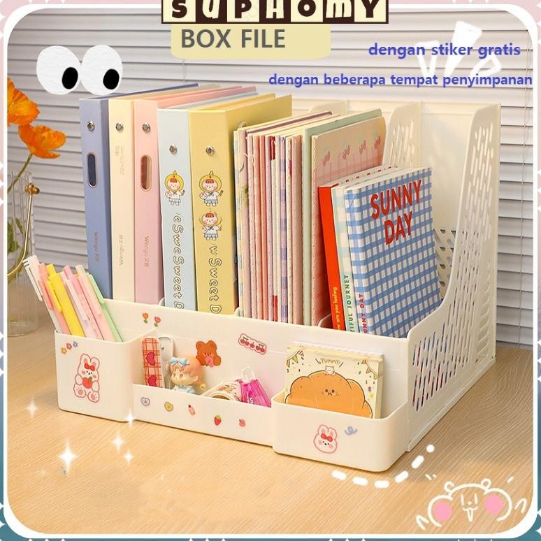 Rak Buku Rak Penyimpanan desktop organizer file organizer Box File Rak pena tempat buku Nugi