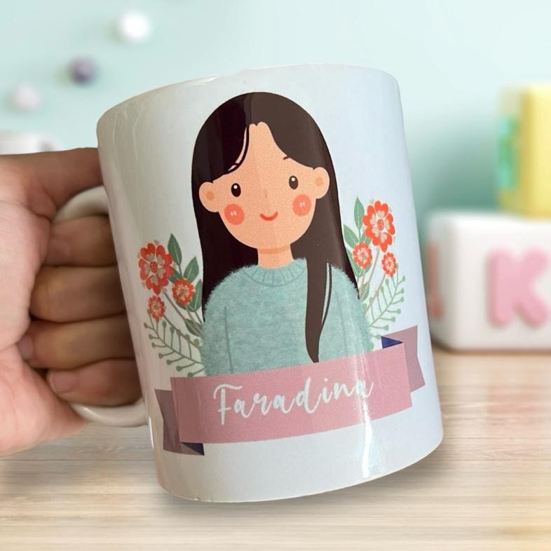 Mug Custom Unik Cantik Dengan Box Dan Sticker Nugi
