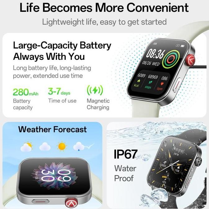 Baru Aolon Foom S4 Smartwatch Bluetooth Call Ip67 Waterproof Heart Rate Body Temp Sensor