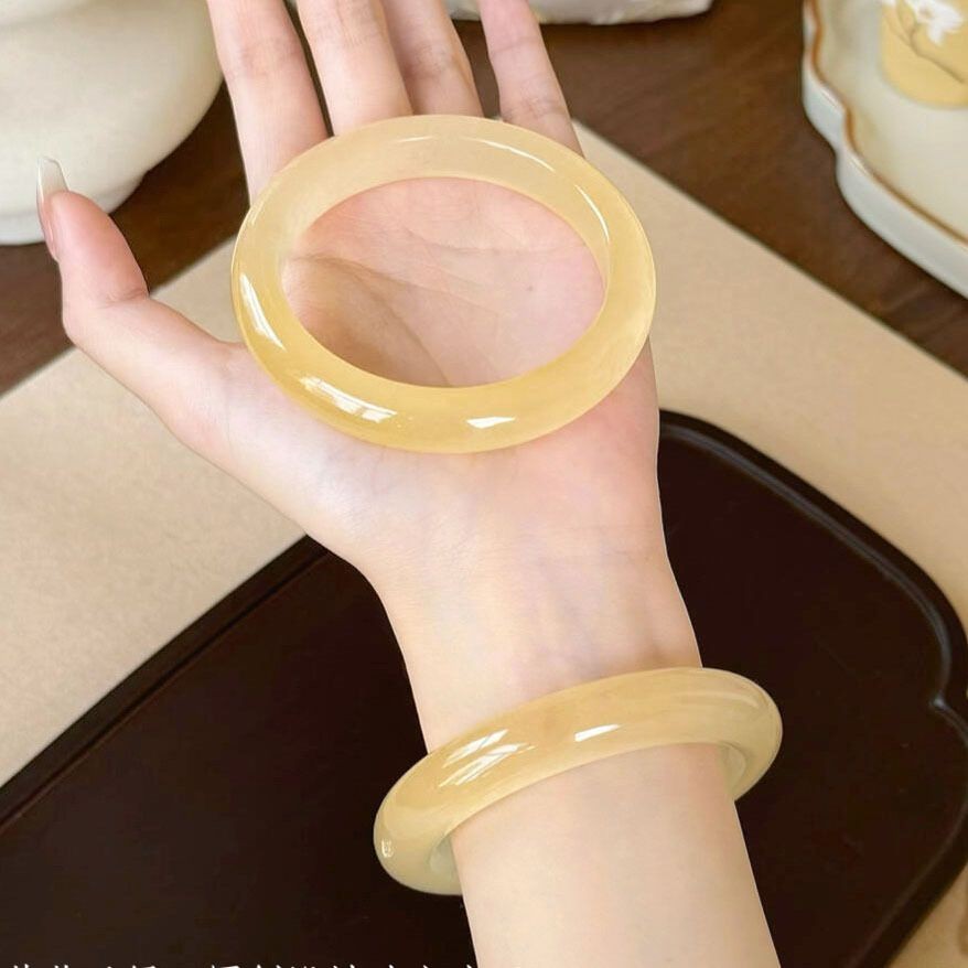 Gelang Giok Naga Kuning Alami Jenis Es Emas Champagne Wanita Giok Kuning Jadeite Kuning Quartzite