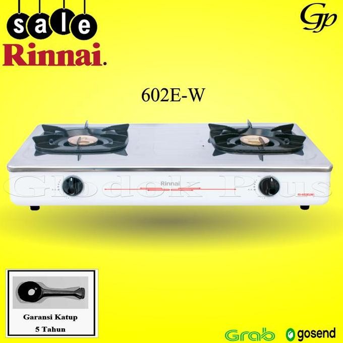 Rinnai RI-602E W Kompor Gas 2 Tungku RI602EW Api 602EW 602 EW rinai e