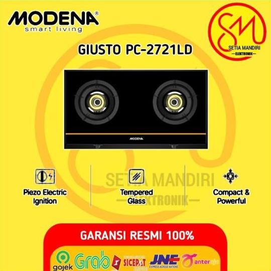 MODENA PC2721LD Kompor Gas 2 Tungku Portable Glass GIUSTO PC 2721 LD