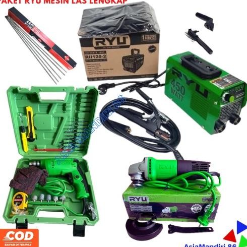 Terlaris Paket Ryu Mesin Las + Mesin Gerinda + Mesin Bor 10Mm Set+ Kawat Las / Travo Las Listrik / M