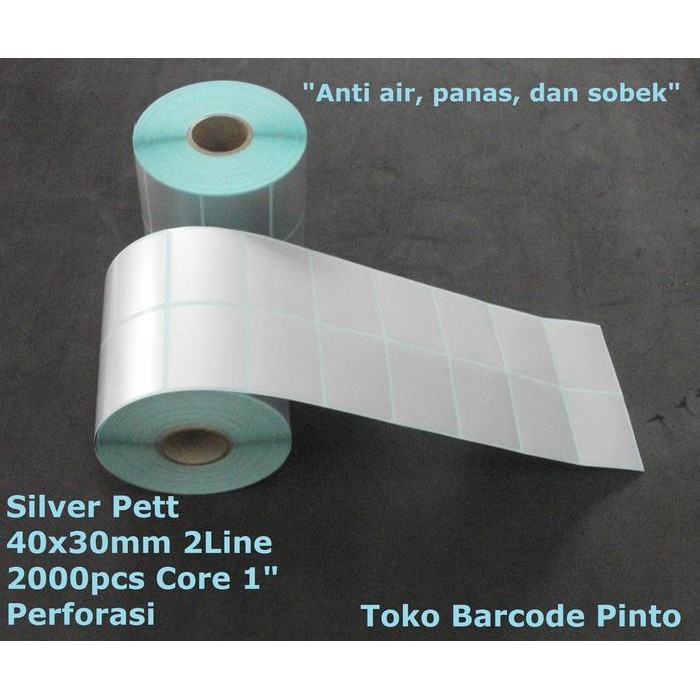 

Silver Pet Matte 40X30Mm 2Line 2000Pcs Gap Perforasi, Label Sticker Original Dan Terpercaya